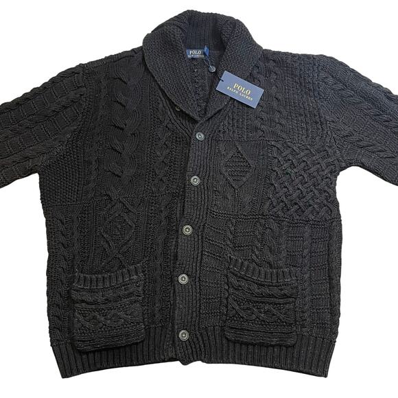 Ralph Lauren Mens Cardigan XXL Chunky Cable Knit Designer Luxury Preppy Gift - Picture 3 of 8